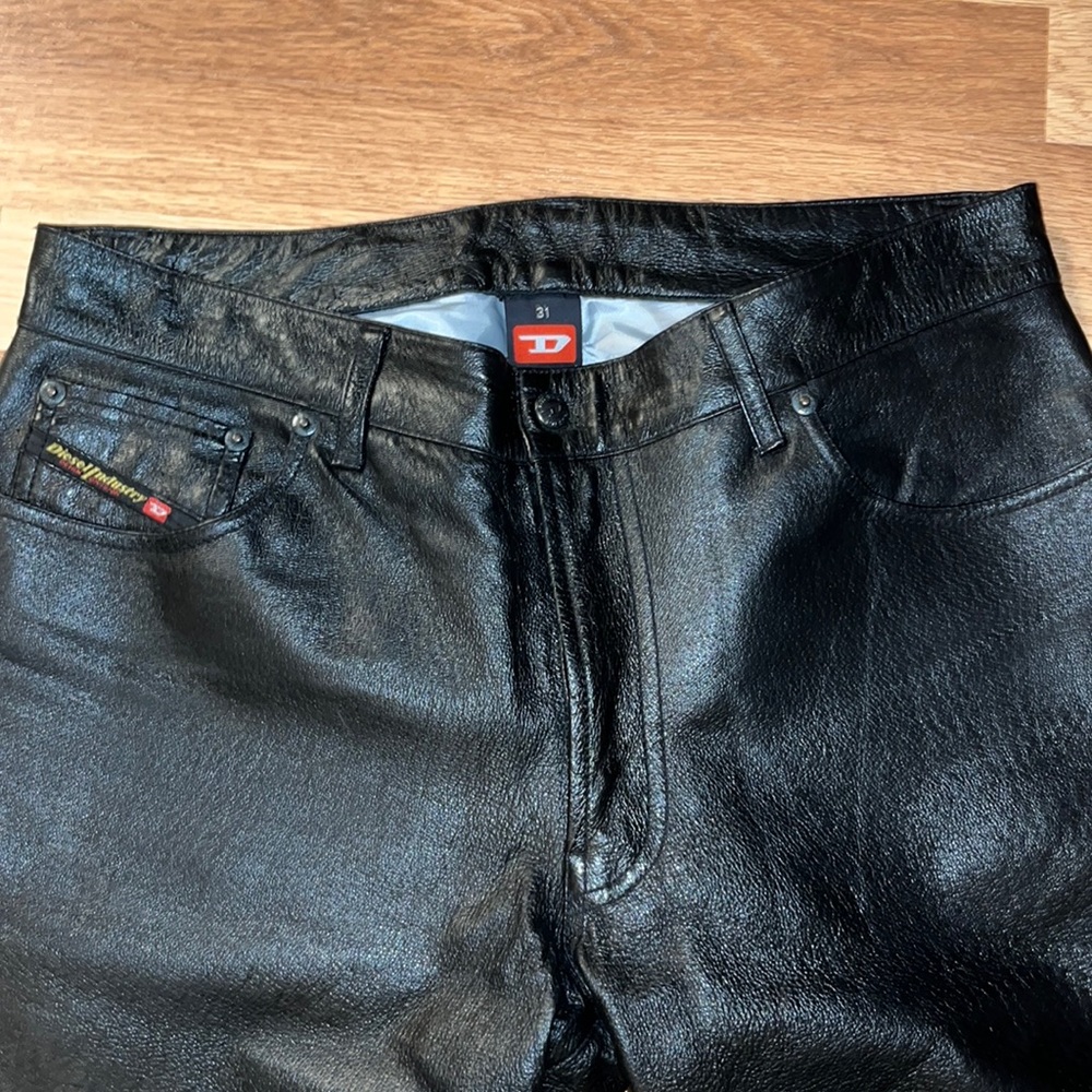 Diesel Leather Straight Leg Motorcycle Pants
